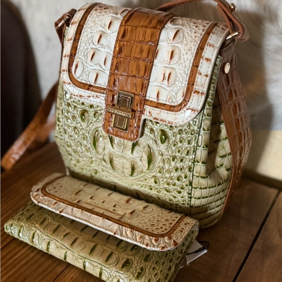 NWT SET ~ Brahmin Fern Williamette Green Margo with Cordelia Wallet - Picture 7 of 16